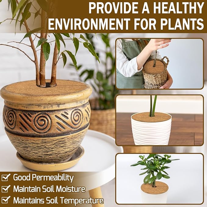 ZeeDix 20 Pack Coconut Fiber Mulch Ring, 11.8 Inch Coco Coir Tree Ring Mulch Mat, 100% Natural Tree Protector Mat Plant Cover Ring Coconut Coir Discs Tree Mats Mulch Rings for Indoor Outdoor Plants