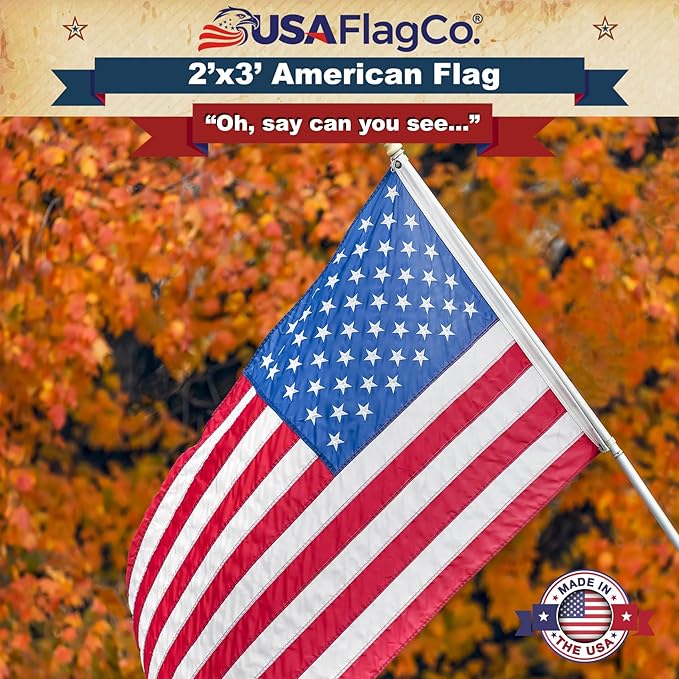 US Flag by USA Flag Co. (Made in USA) The BEST 2x3 Embroidered Stars and Sewn Stripes American Flag - 2 x 3 ft.