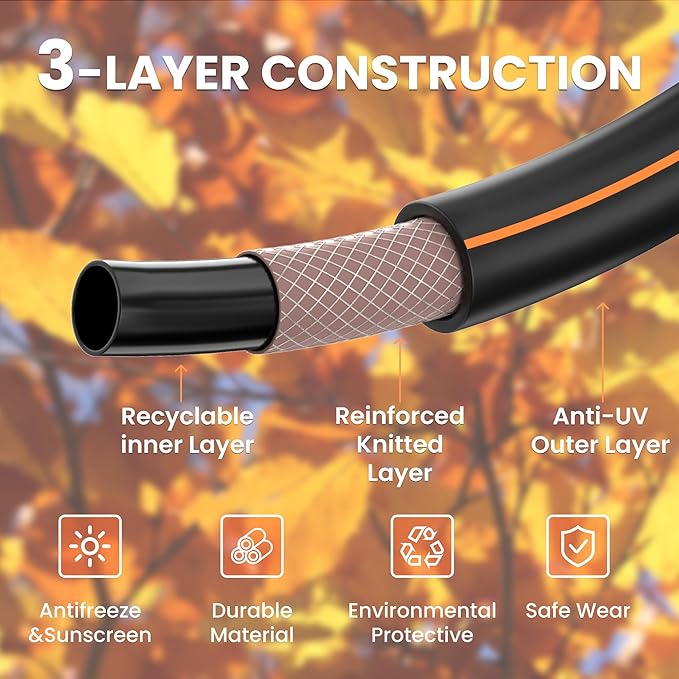 Giraffe Tools Garden Leader Hose 3ft x 5/8", Short Water Hose Heavy Duty, Flexible, Lightweight Hybrid Hose with Swivel Handle, Male to Female Fittings, Burst 600 PSI