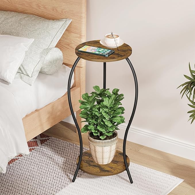 Plant Stand Indoor,2 Tier Round Potted Holder Stand,Flower Pot Stand,Plant Supports Rack,Corner Plant Shelf for Planter Garden Balcony Patio Living Room