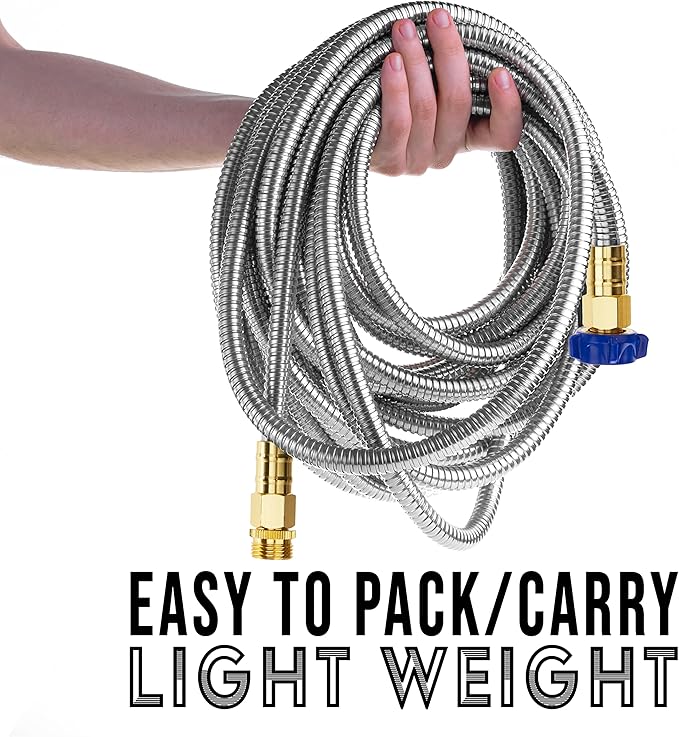 Tardigrade Metal Garden Hose 50 FT, Heavy Duty 304 Stainless Steel Water Hoses, Unmatched Durability, Flexible, No Kink & Tangle, Lightweight, Pet & Rust Proof for Outdoor Lawn Yard