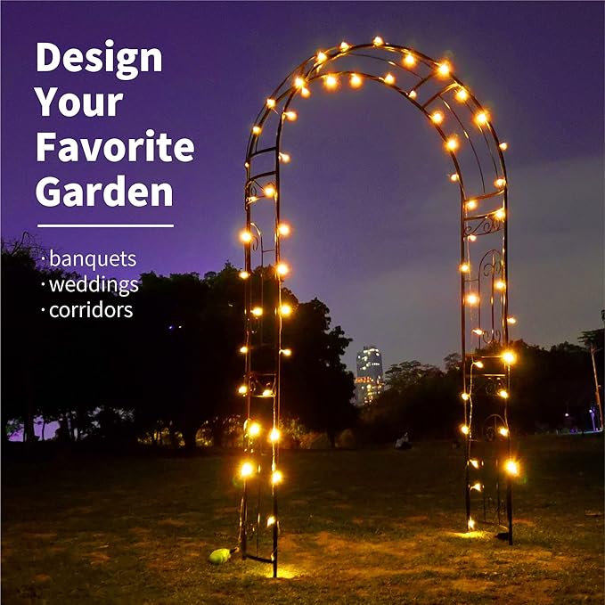 Metal Pergola Arbor, 95.3" H x 45" W Garden Wedding Arch Curved Metal Enduring Iron Garden Arch Trellis for Climbing Plants Outdoor Ceremony Arty Decoration