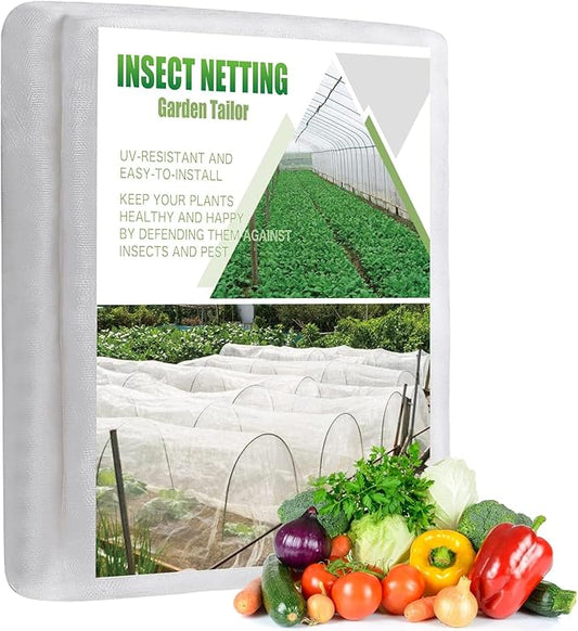 Garden Netting Pest Barrier: Ultra Fine 15'x30' Bug Netting for Garden Protection Row Cover Raised Bed Screen Mesh Greenhouse Mosquito Net, Protecting Tree Plants Vegetable Flowers Fruits