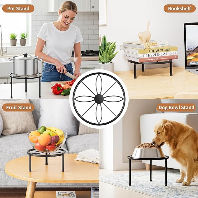 5 Pack Metal Plant Stand Indoor Outdoor,Indoor Plant Stands for Patio Rustproof,Heavy Duty Flower Pot Stands for Multiple Plant,Black Potted Plant Holder for Home(BlackLeaf)