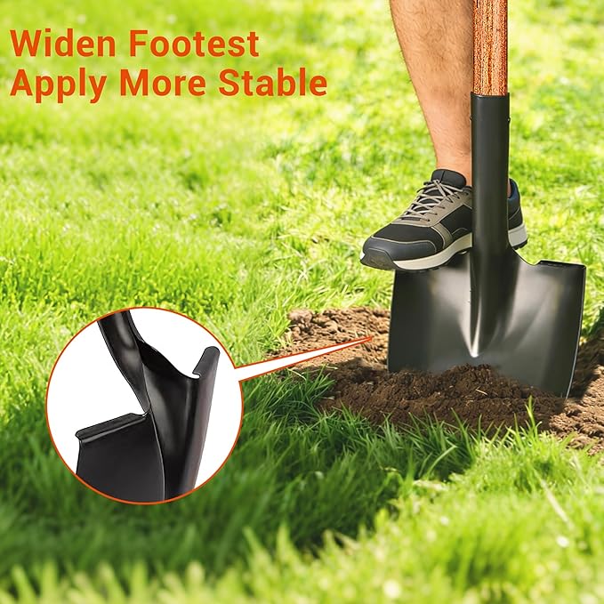 41" Round Shovel,Snow Shovel with Straight Hardwood Handle and D-Grip, Gardening Tool-Digging Shovel
