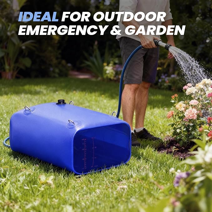 Large Capacity Water Storage Bladder with Visible Scale, Portable Water Tank Containers, Bladder Tank for Drought Resistance, Fire Prevention, Emergency, Outdoor & Irrigation (240L/63Gal, Blue)