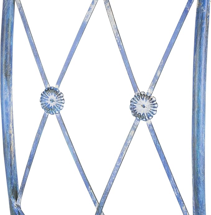 SAFAVIEH Outdoor Collection Mizell Mossy Blue Lattice Wrought Iron Moon Gateway Arbor
