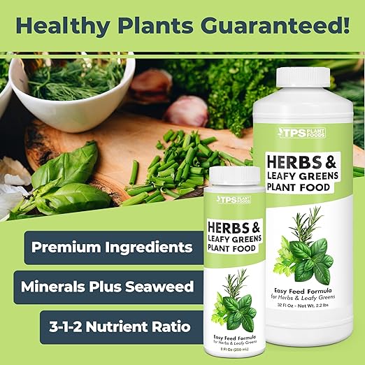 Herb Plant Food for All Edible Herbs, Leafy Greens and Veggies, Liquid Houseplant Fertilizer, 32 oz (1 Quart)