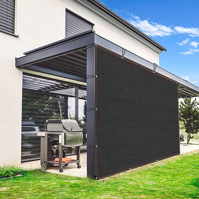 4 * 10 FT Black Shade Cloth for Patio, 90% Mesh Tarp Sun Shade Cloth with Grommets, Sun Protection Sail for Garden Greenhouse Pergola Barns Kennel Patio Outdoor Neting Cover