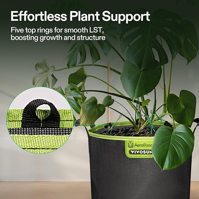 VIVOSUN 3-Pack 7-Gallon AeroBase Grow Bags, Durable Mesh Fabric Plant Container with Breathable Base and Sturdy Handles, Black