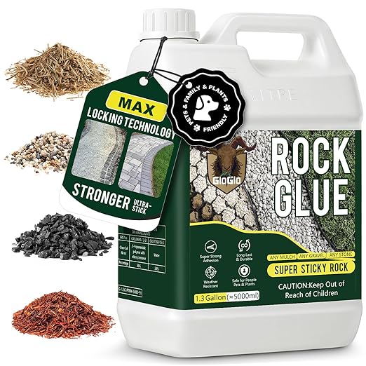 GloGlo 166OZ Rock Glue for Landscaping,Mulch Glue Strong Adhesion of Pea Gravel Stabilizer Binder, Non-Toxic Weather-Resistant Mulch Lock Gravel Binder for Pebble,Pine Straw, Landscape Edging
