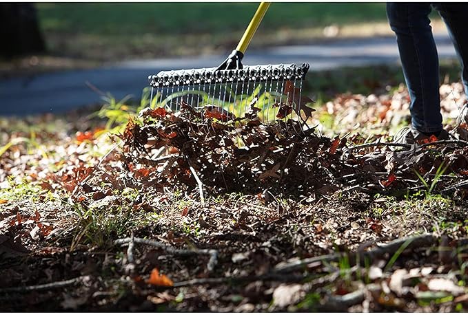 THE GROUNDSKEEPER II Rake 55-inch Lightweight Fiberglass Handle, 21-inch Head, Durable Steel Tines for Gardening, De-Thatching or Professional Landscaping (6-Pack)