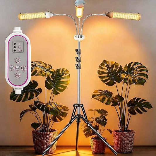 Grow Lights for Indoor Plants Full Spectrum, LED Plant Light with Stand, Adjustable Height, 4/8/12H Timer, 10 Dimmable Levels & 3 Lighting Modes (270 LEDs Stand)