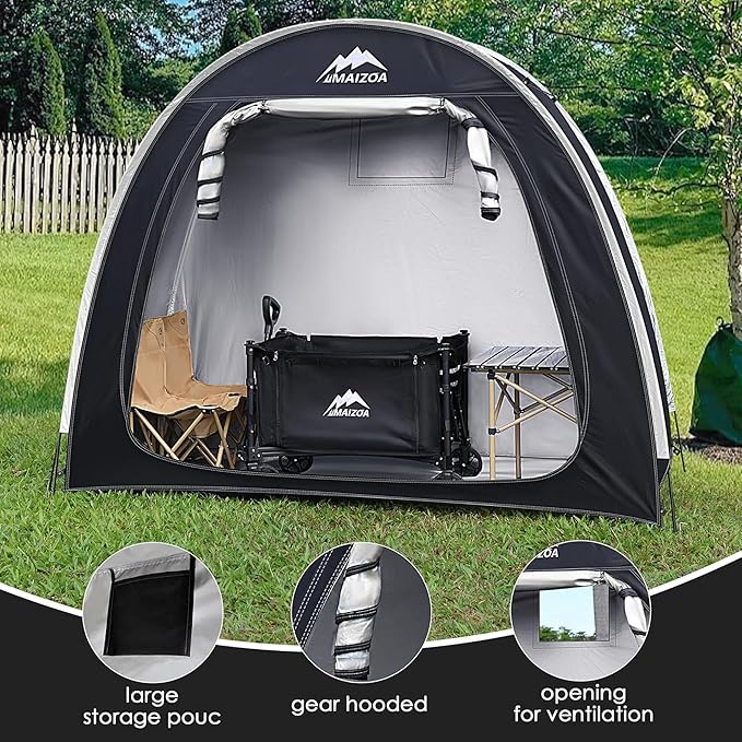 Bike Cover Storage Tent, Outdoor Portable Storage Sheltes/Bike Shed, 210D Oxford Fabric PU 5000 Waterproof for 2-3 Bikes, Suitable for Storing Bicycles, Motorcycles and Garden Tools, Various Tools