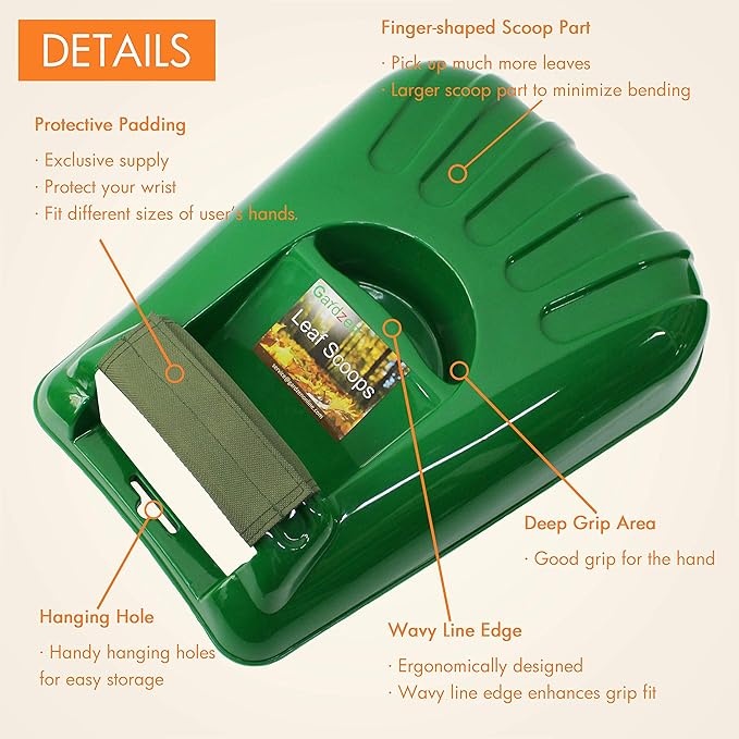 Gardzen Large Leaf Scoop & 12 Tines Gardening Leaf Rake Set, Comes with 72 Gallon Garden Bag