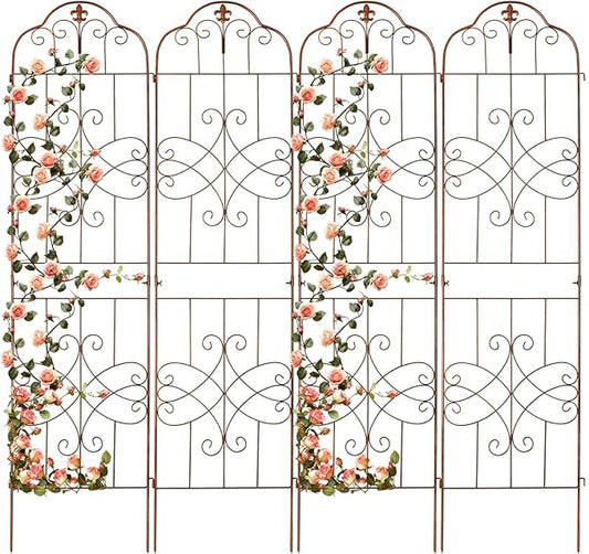 hogardeck 4 Packs 84 * 19 inch Metal Garden Trellis for Climbing Plants Outdoor,Heavy Duty,Coating Rustproof Trellis for Rose, Vegetable, Flowers, Expandable,Perfect for Training Climbing Plants