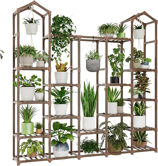 Large Plant Stand Indoor Plant Stands Outdoor Tall Plant Shelf for 18-23 Pots Corner Tiered Plants Stands for Multiple Plants Wood Hanging Plants Holder for Garden Balcony Patio Window Porch
