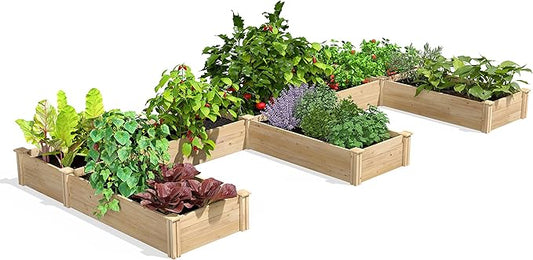Greenes Fence Original Cedar Raised Garden Bed, 6' x 14' x 10.5" E-Shaped Bed - Made in USA with North American Cedar