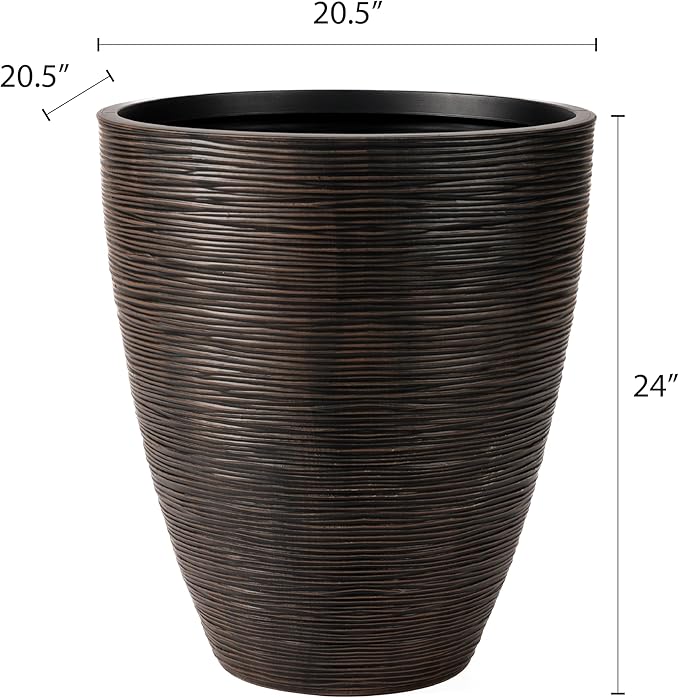RTS Home Accents Newport 50‑Gallon Flat‑Back Rain Barrel with Stand & Planter Bundle – Bronze | Removable Lid, UV-Stabilized Outdoor Water Storage