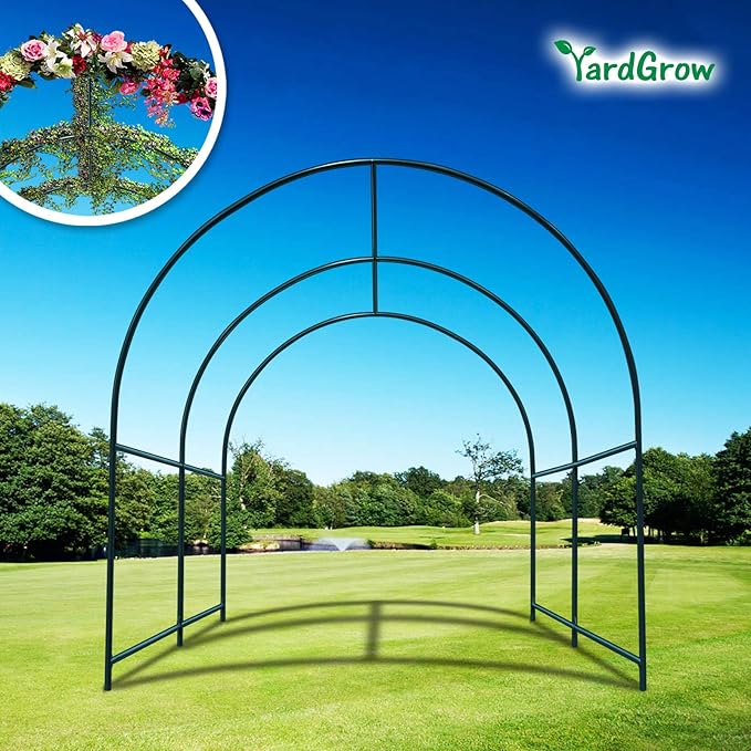YardGrow Large Garden Support Arch Frame Climbing Plant Arch Arbor for Various Climbing Plant Roses Vines Birthday Wedding Party Decoration Pergola Frame (8.2 x 7 x 7.2ft)
