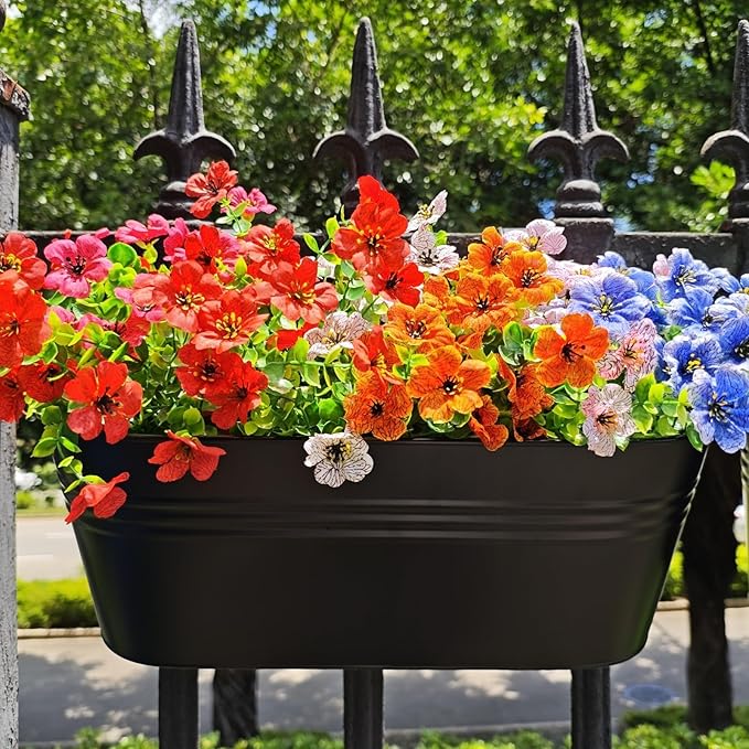3 Pcs Large Balcony Planters Railing Hanging Flower Pots- 16.2 Inch Metal Railing Planter Box Fence Planters for Outdoor Plants with Detachable Hooks and Drain Holes for Garden Decor (Black-16.2inch)