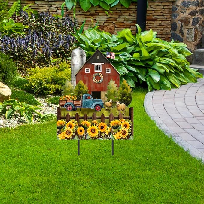 Briarwood Lane Sunflower Barn Metal Art