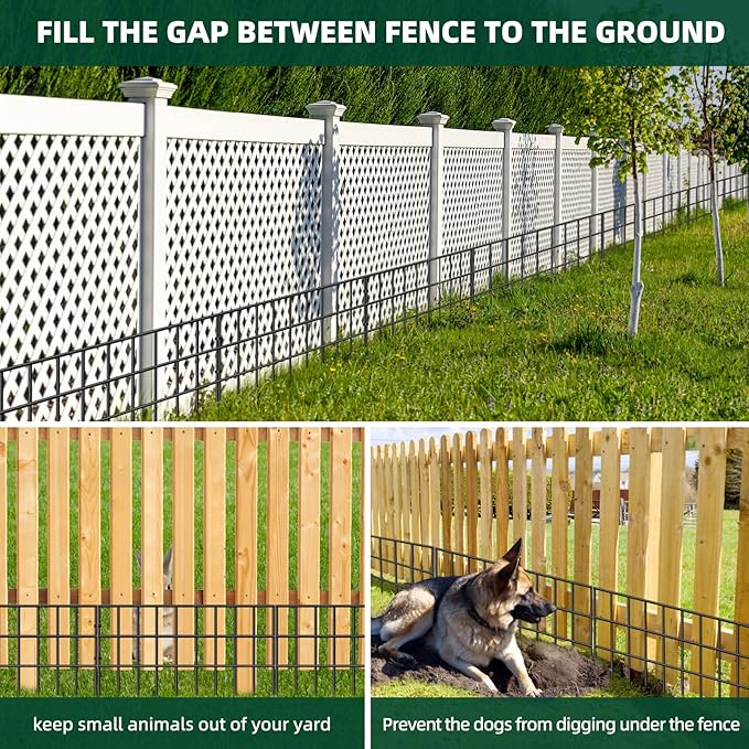 10 Panels Animal Barrier Fence, 14ft(L) x 13in(H) No Dig Garden Fence for Dog Rabbit, Rustproof Anti Digging Barrier, Garden Edging Border Ground Defense for Outdoor, Yard, Patio