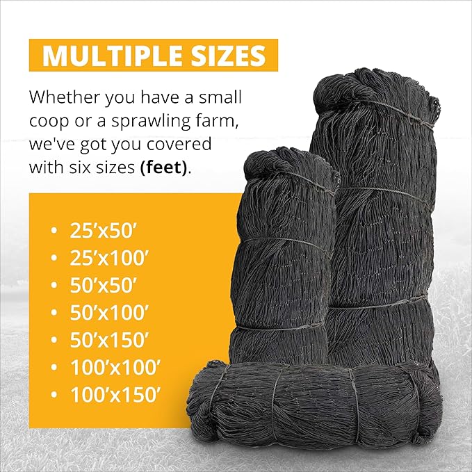 Stromberg’s 2” Mesh Heavy Duty Knotted Aviary Netting, UV Resistant Polyethylene Fiber for Game Birds, Pheasants & Poultry, 85 Lbs Break Strength Durable Against Weather and Predators, Size 50' x 100'