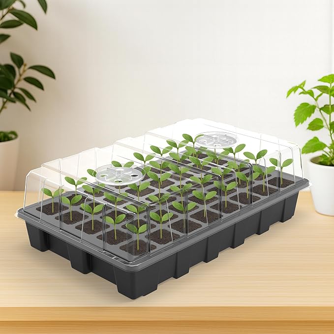 Gardzen 10-Set Garden Propagator Set, Seed Tray Kits with 400-Cell, Seed Starter Tray with Dome and Base 15" x 9" (40-Cell Per Tray)