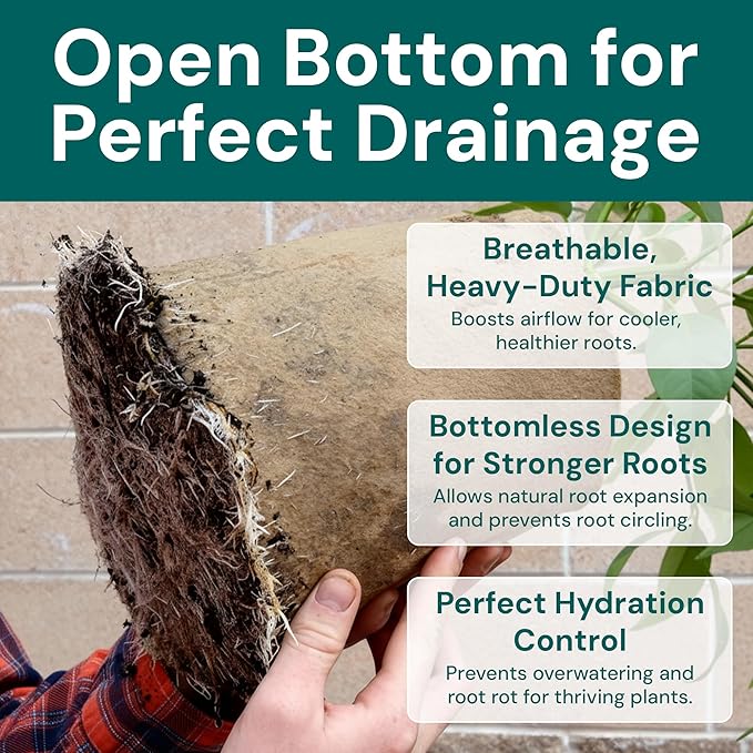 Sustainable Village Grow Bags - 1-Gallon Bottomless Fabric Pots for Plants for Indoor and Outdoor Use - Breathable Design for Healthier Roots- 20 Pack