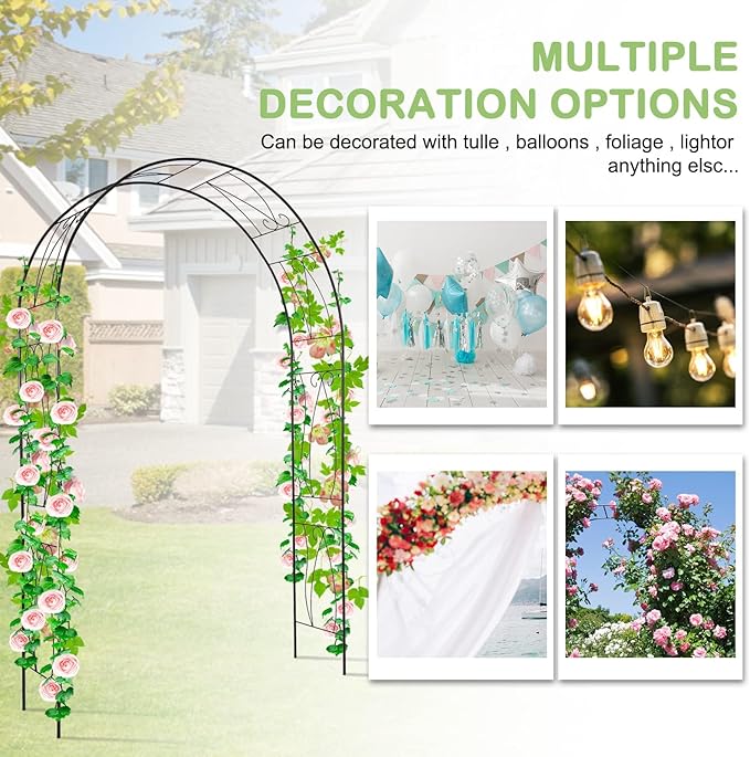 JSUN7 Outdoor Garden Arbor - Decoration Steel Arch Trellis for Climbing Vines and Plants Metal Garden Arbor Garden Trellis for Patio, Lawn, Garden