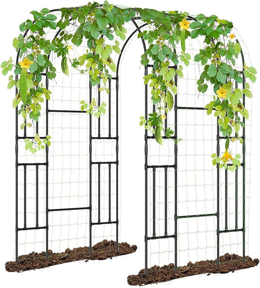 Garden Arch Trellis for Climbing Plants, 87'' H Large Garden Trellises Outdoor Metal Plant Support Trellis Archway Arbor Tunnel for Vegetables Plant Cucumber Trellis Decoration, Black