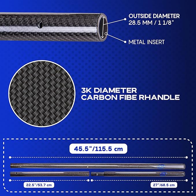 CKG Carbon Fiber Travel Sand Scoop Shovel Handle Universal Lightweight Pole for Beach Metal Detecting Long Rod with 28.5mm/1 1/8 " Diameter