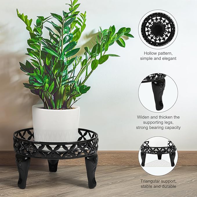 3 Pack Metal Plant Stands Indoor Outdoor,Heavy Duty Iron Flower Pot Stands for Multiple Plants,Rustproof Low Round Plant Holder for Garden,Patio,Home