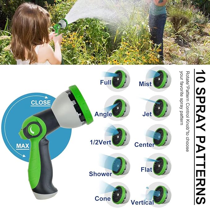 200Ft Metal Garden Hose durable stainless steel Water Hose, flexible, lightweight hose is resistant to kinks and tangles.With 10-way nozzle, strong 3/4” metal fittings, and a Stop Valve.