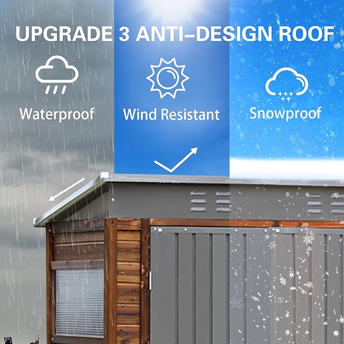 3x5FT Wood Outdoor Storage Shed with Lockable Double Doors & Ventilation Windows for Garden, Lawn, Patio