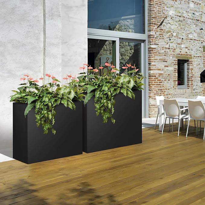 Steel Planter Box 28"x12"x28", Square Metal Planter Box Indoor&Outdoor, Steel Planter Heavy Duty for Commercial and Residential Use