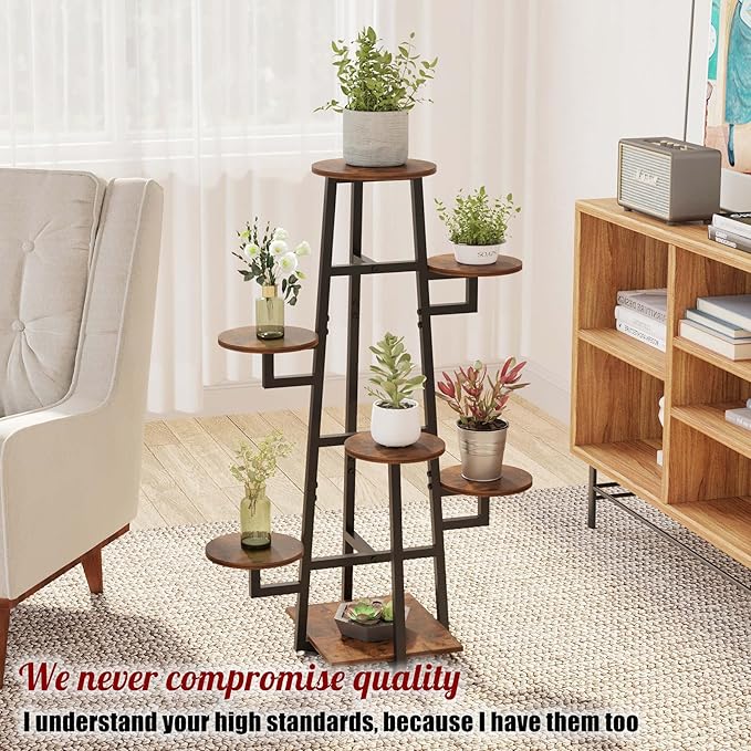 7 Tier Plant Stand Indoor, Tiered Plant Stands for Indoor Plants Multiple, Corner Flower Stand for Living Room, Multi-Layer Vintage Design Plant Shelf