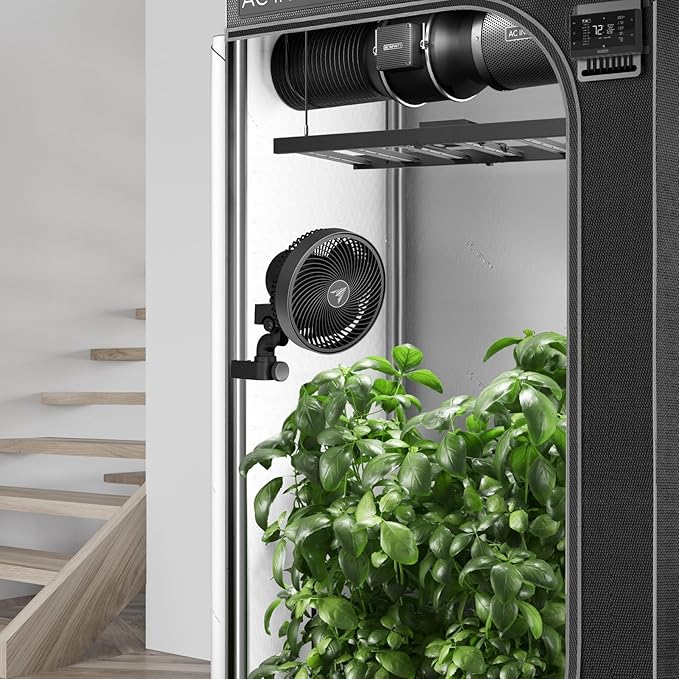 AC Infinity CLOUDRAY S6, Grow Tent Clip Fan 6” with Redesigned Long-Life EC Motor, Custom 10 Dynamic Wind Speeds and 10-Level Oscillation, Weatherproof IP-54, for Hydroponics Circulation Cooling