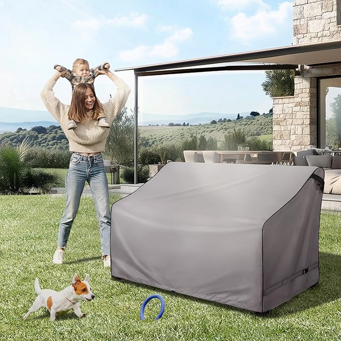 KylinLucky Waterproof Patio Sofa Covers 85W x 35D x 35H inches,3-Seater Heavy Duty Outdoor Furniture Loveseat Cover Cloudy Grey
