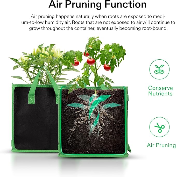 VIVOSUN 5 Pack 7 Gallon Square Grow Bags, Thick Nonwoven Cubic Fabric Pots with Handles for Indoor and Outdoor Gardening