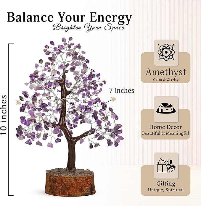 Amethyst Crystal Tree, Healing Crystals, Purple Room Decor, Crystal Decor, Crystal Tree, Purple Desk Accessories, Purple Decor Tree, Spiritual Decor, Feng Shui Decor, Amethyst Crystal Rock Tree 10-12"