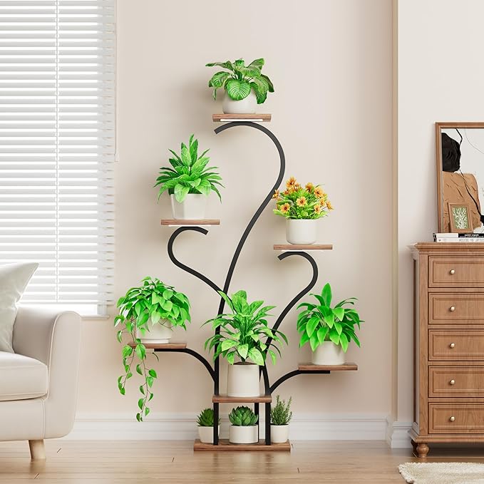 Plant Stand Indoor with Grow Lights - 7 Tiered Large Plant Shelf Indoor, 53" Corner Plant Stands for Indoor Plants, Matel Flower Holder Rack Display for Living Room Patio Garden Balcony Home Decor