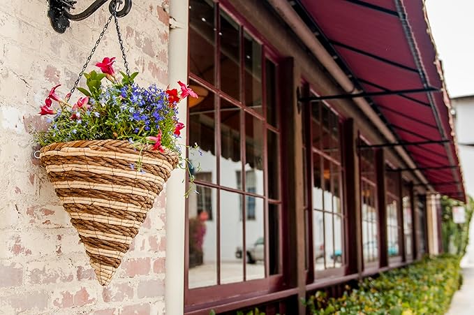 SuperMoss (29666) Natural Wood Woven Cone Hanging Basket - Durable, Stylish, and Versatile Outdoor Planter for Garden & Home Décor, 12”, Wintergreen