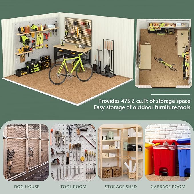 10x8 FT Metal Storage Shed,Outdoor Storage Building with Lockable Doors & 1 Vented Clear Window,Large Backyard Sheds,Waterproof Outside Storage Sheds