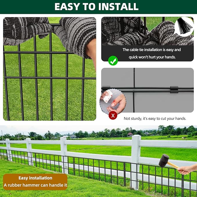 31ft(L) x 13in(H) Animal Barrier Fence, 22 Panels No Dig Garden Fence for Dog Rabbit, Rustproof Anti Digging Barrier, Garden Edging Border Ground Defense for Outdoor, Yard, Patio