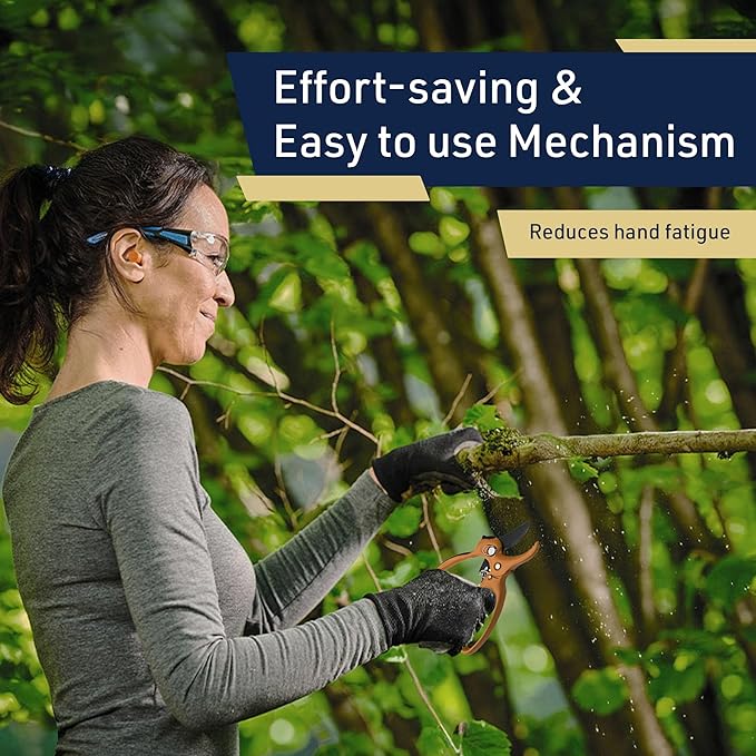 Ratchet Anvil Pruning Shears for Gardening - 5” Heavy Duty Ratcheting Garden Shears Clippers with Carbon Steel Blade for Weak Hands or Arthritis, Hand Pruners for Gardening Tools by Kings County Tools