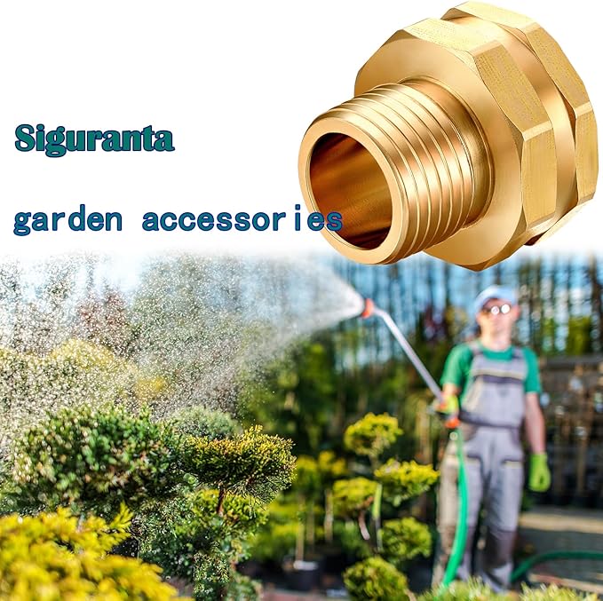 Garden Hose 3/4" GHT Female x 1/2" NPT Male Connector, Brass Pipe Fitting Adapter (3-Pack)