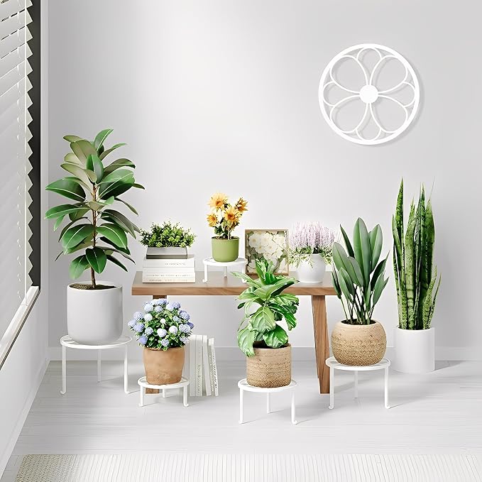 5 Pack Heavy Duty Metal Iron Plant Stand,Anti-Rust Iron Flower Pot Stand Holder for Multiple Display Plant Racks,Potted Plant Shelf for Living Room Balcony