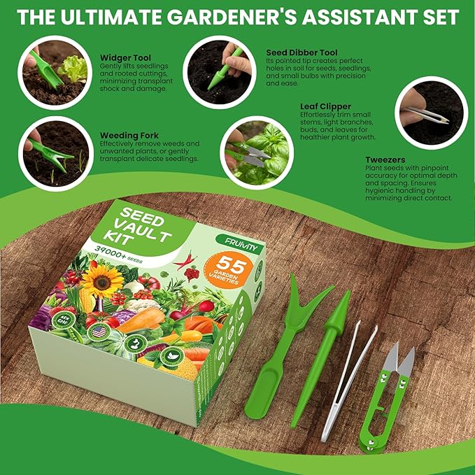 55 Vegetable Seeds Variety Pack - 39,000+ Heirloom Seeds for Planting Vegetables and Fruits, Non-GMO Garden Seeds for Hydroponic & Outdoor Planting Includ Gardening Supplies, Gift for Gardeners